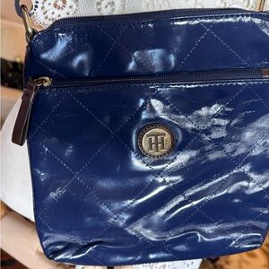 Tommy Hilfiger Shiny Blue Quilted Crossbody Bag